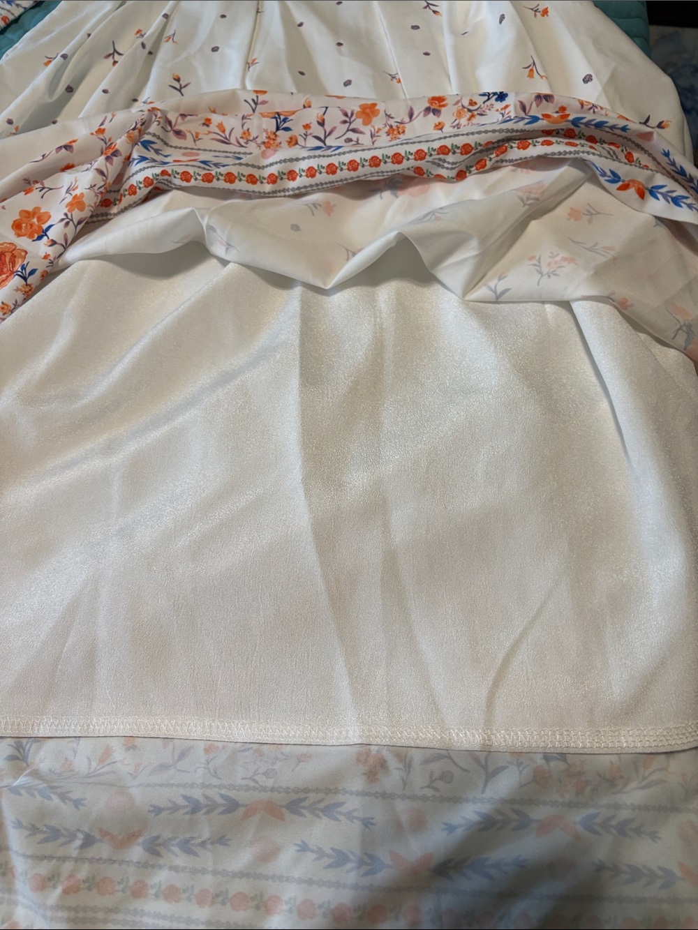 SHIEN Off White Floral Embroidered Midi Dress - Orange & Blue Accents - Picture 7 of 7